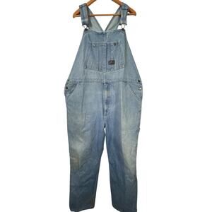 Vintage Walls Denim Overalls 46x32 Light Wash Blue Jean Carpenter